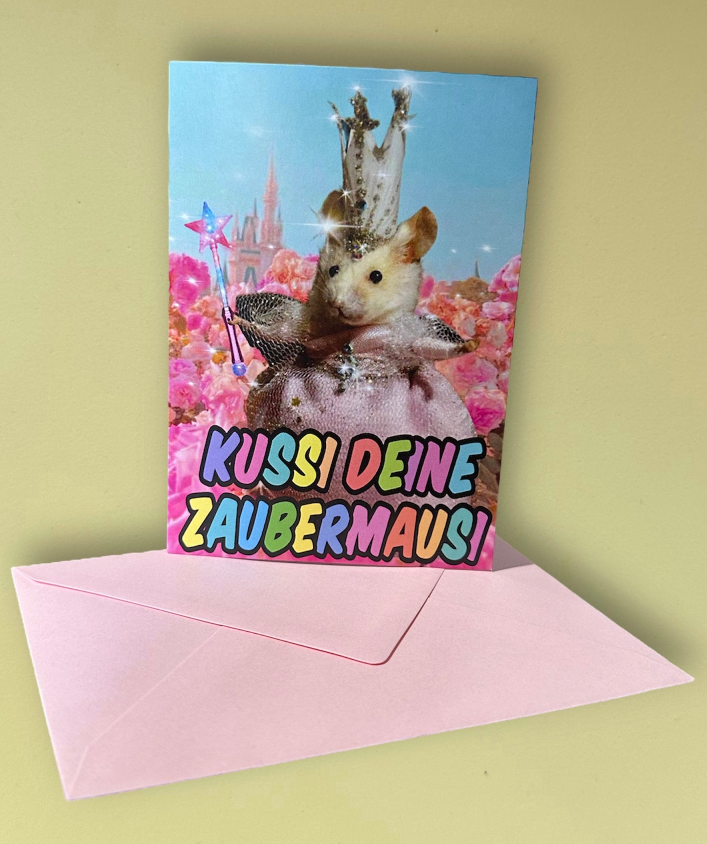 Gruß-/ Klappkarte „Kussi deine Zaubermausi“