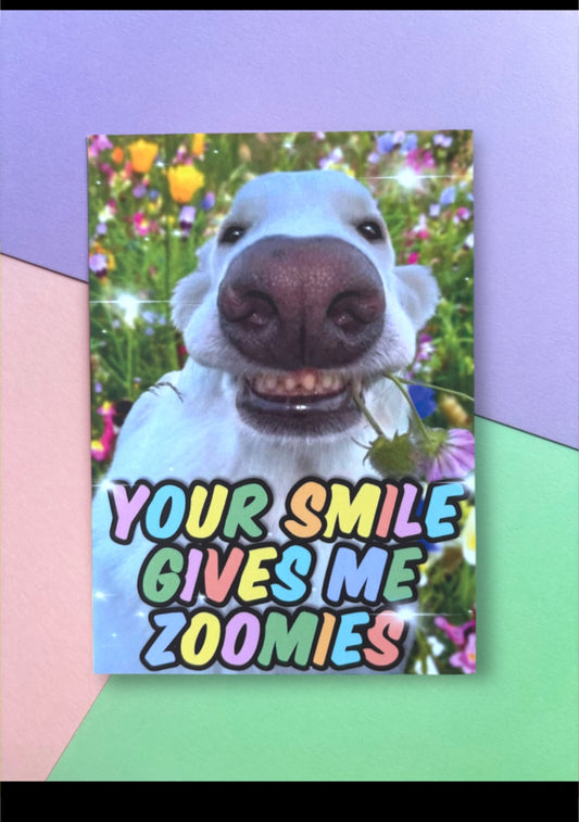 Postkarte „Your smile gives me zoomies“