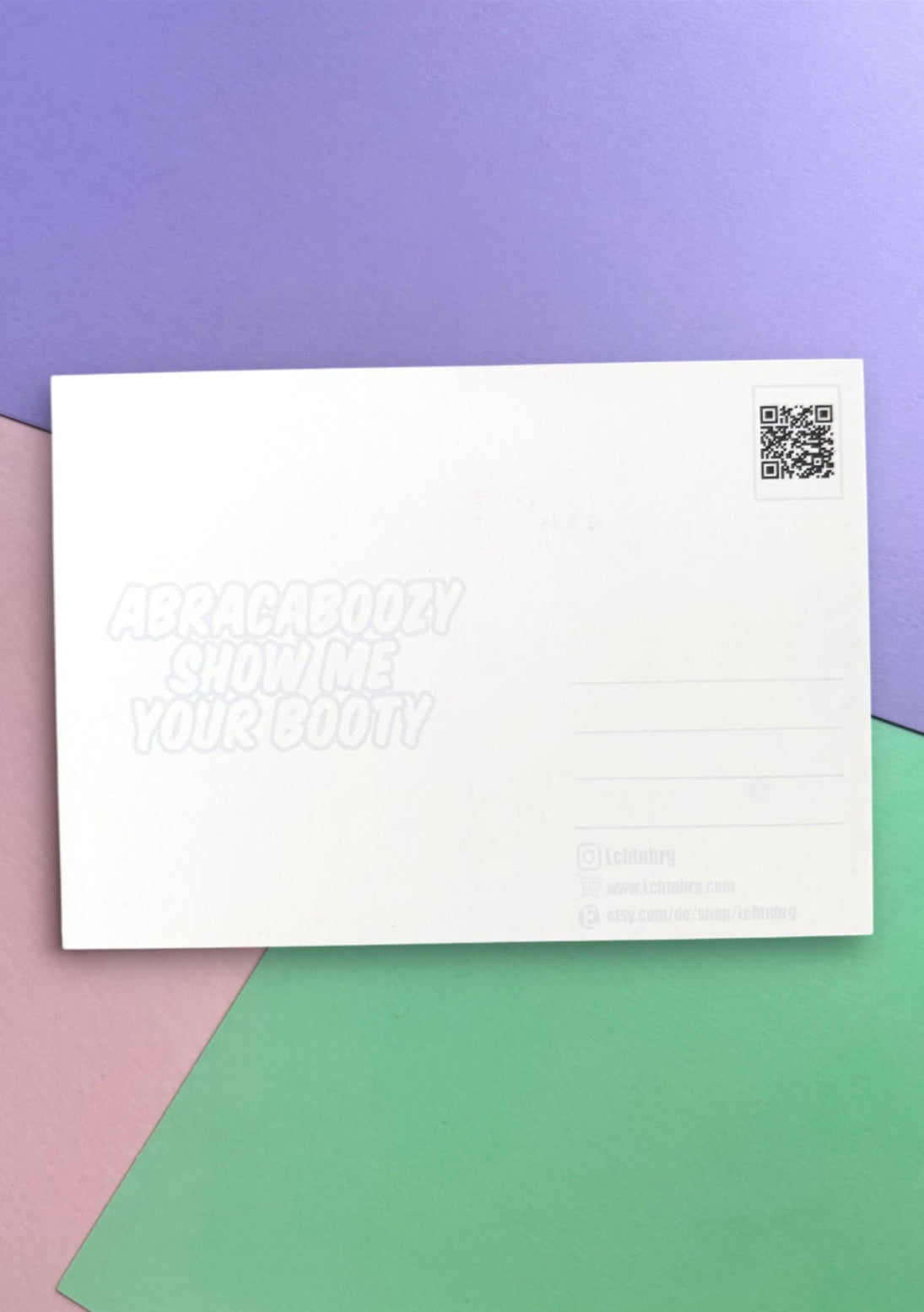Postkarte „Abracaboozy show me your booty“