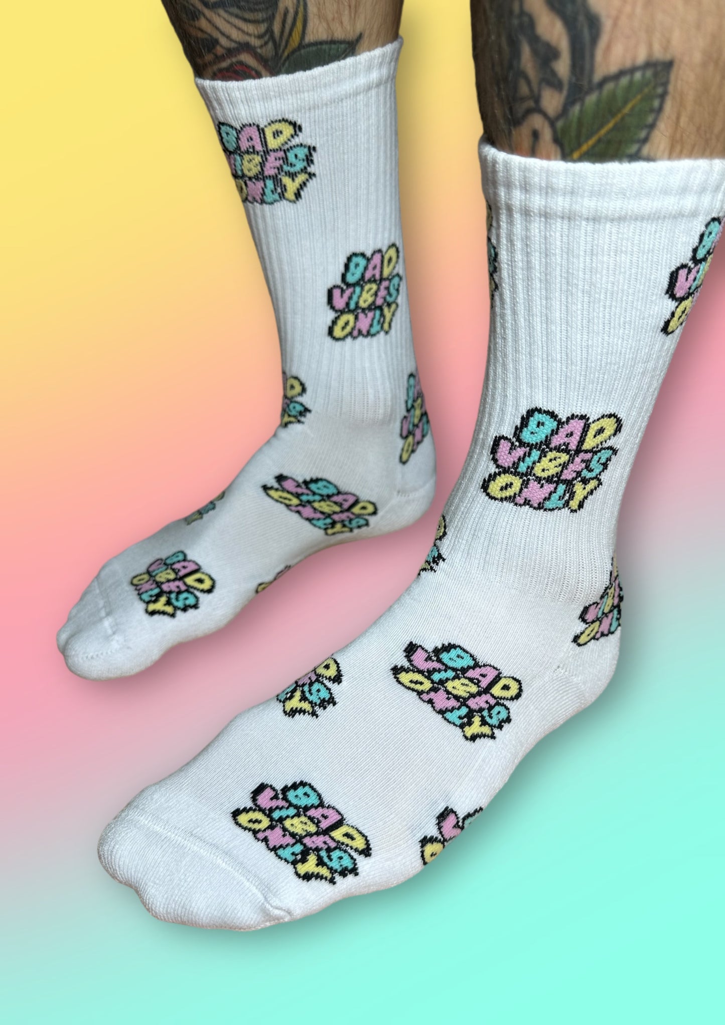 Tennissocken „Bad vibes only“