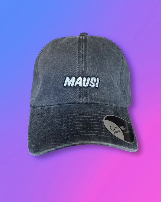 Cap „Mausi“ heavy used black - graue Schrift