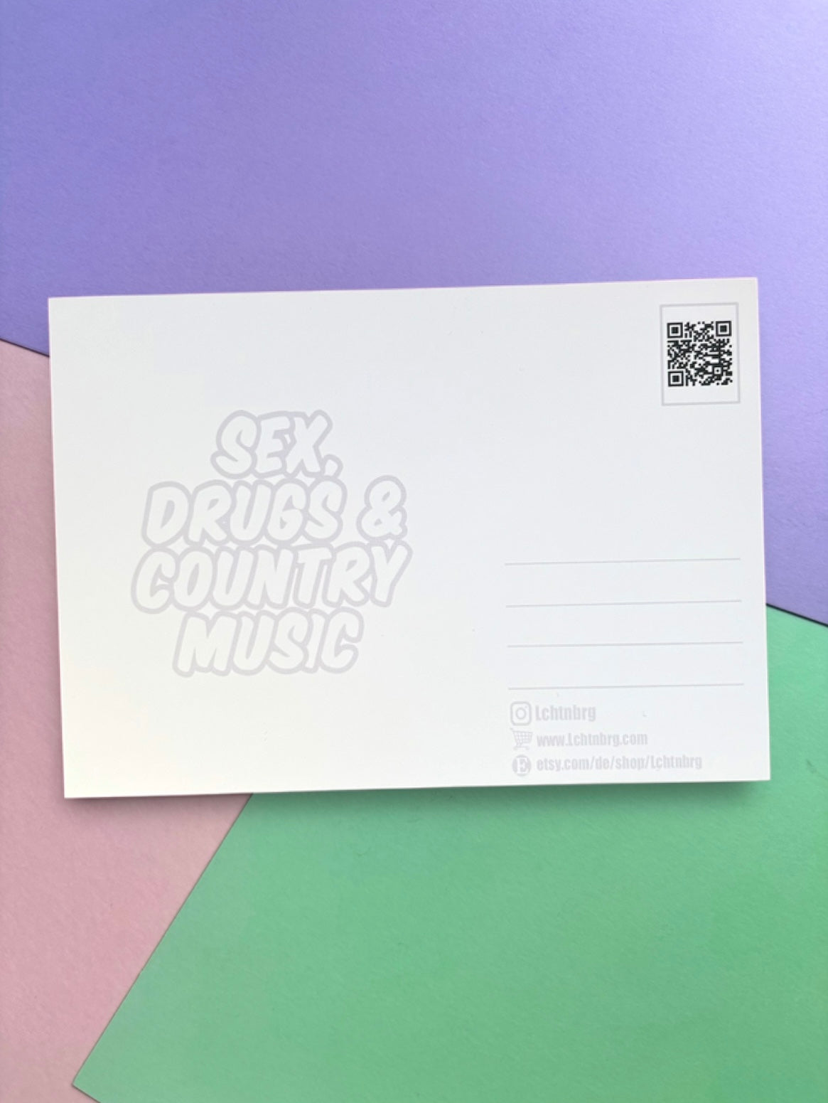 Postkarte „Sex, drugs & country music“