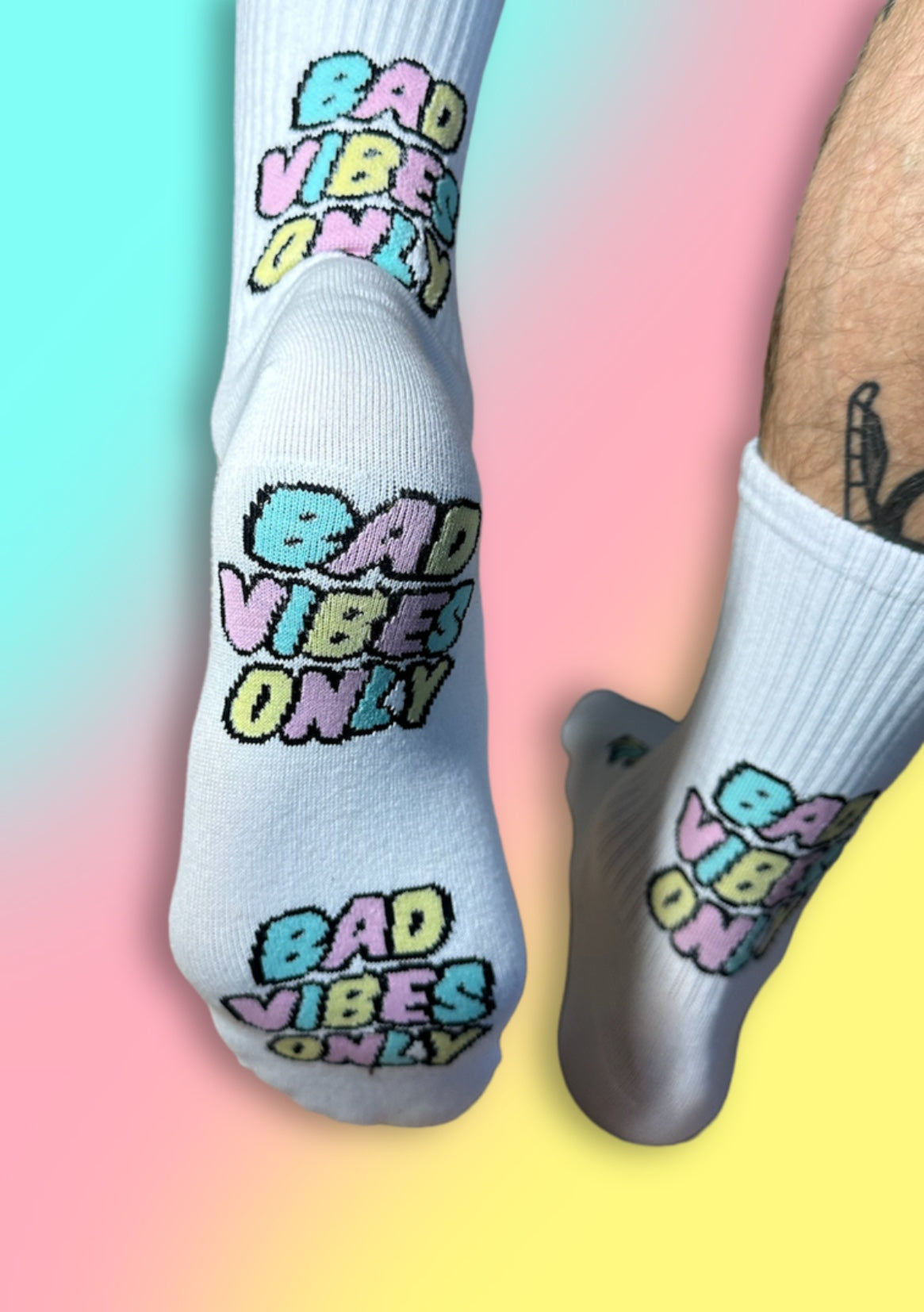 Tennissocken „Bad vibes only“