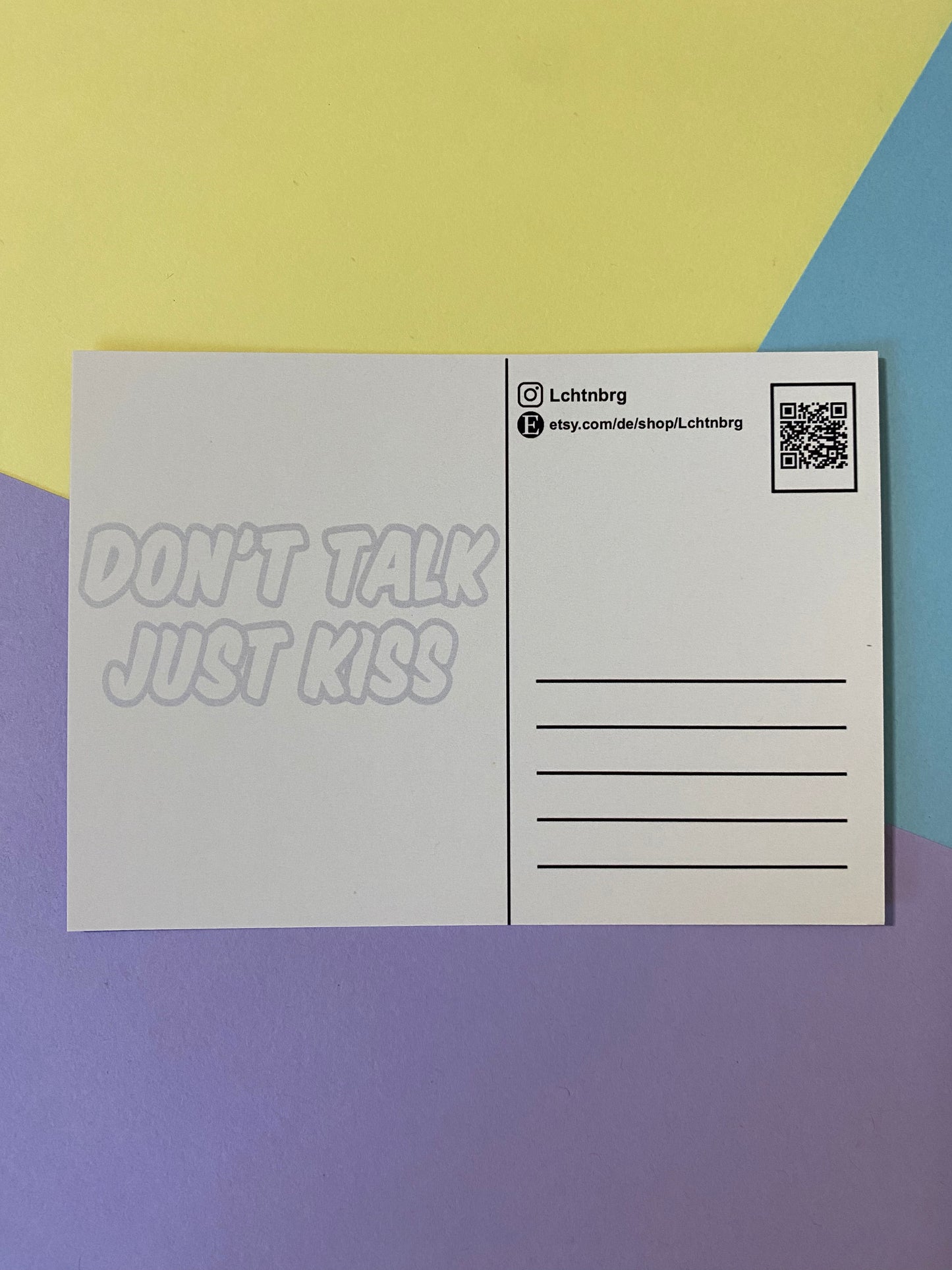 Postkarte „Don‘t talk just kiss“