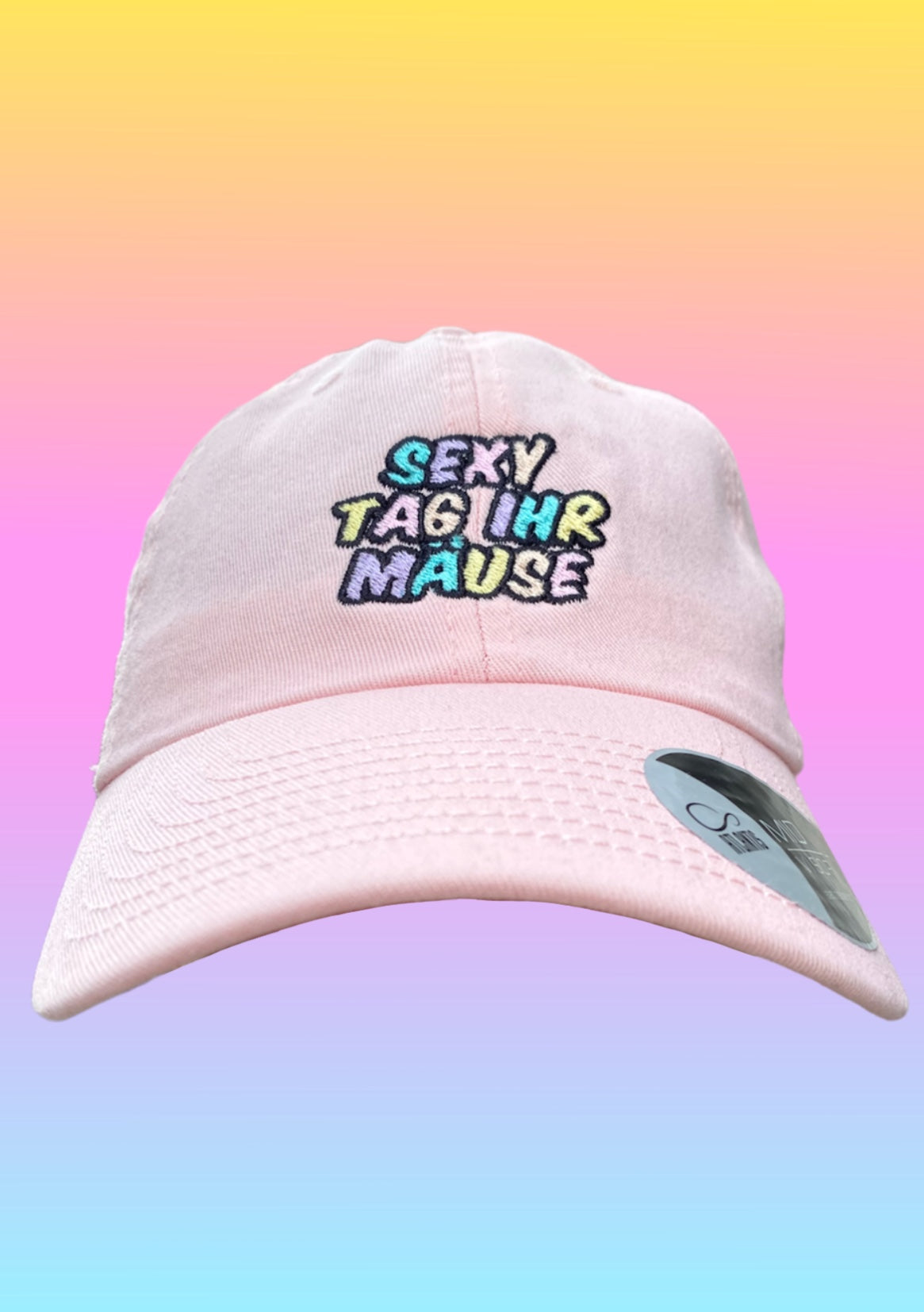 Cap „Sexy Tag ihr Mäuse“ Rosa mit buntem Schriftzug