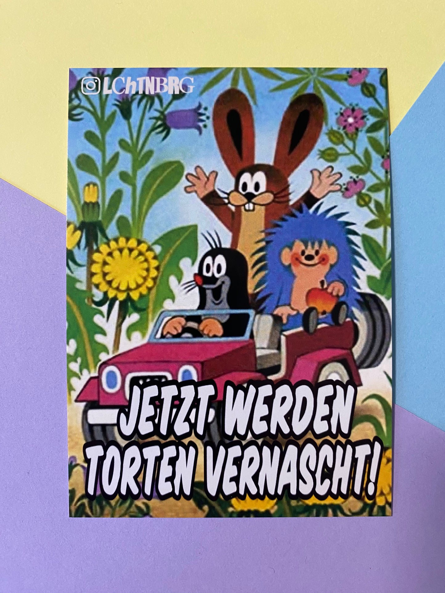 Postkarte „Jetzt werden Torten vernascht“