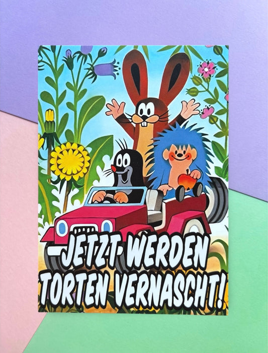 Postkarte „Jetzt werden Torten vernascht“