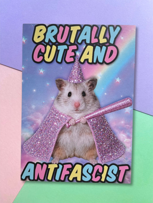 Postkarte „Brutally cute and antifascist“