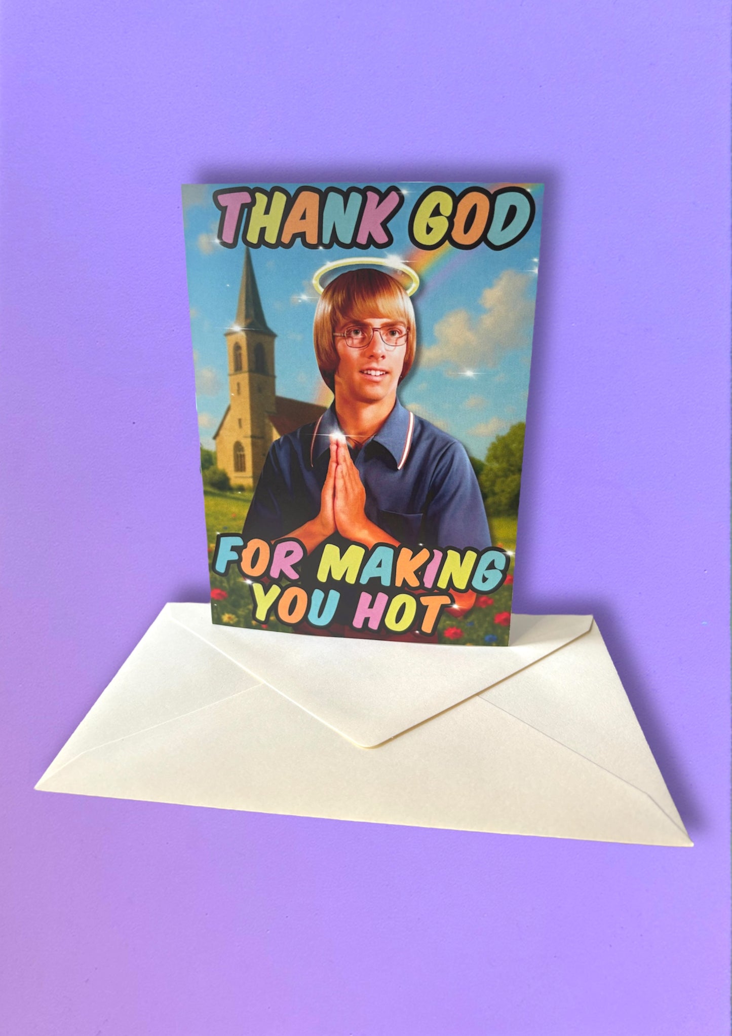 Gruß-/ Klappkarte „Thank god for making you hot“