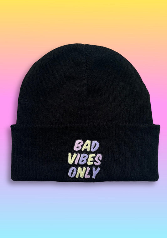 Beanie „Bad Vibes Only“ Schwarz