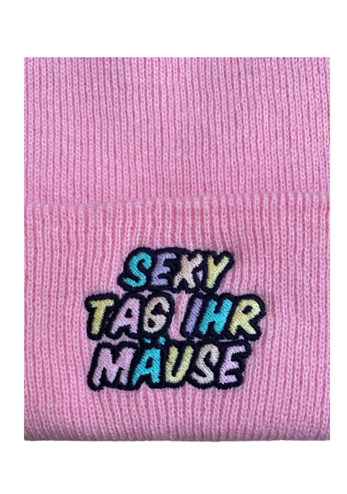 Beanie „Sexy Tag ihr Mäuse“ Rosa